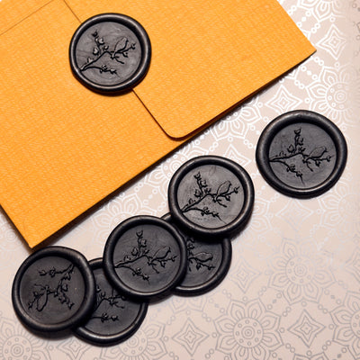 Bird Themed Black Self-Adhesive Wax Seals by Untwine Me