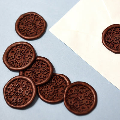 Floral Themed Dark Copper Self-Adhesive Wax Seals by Untwine Me