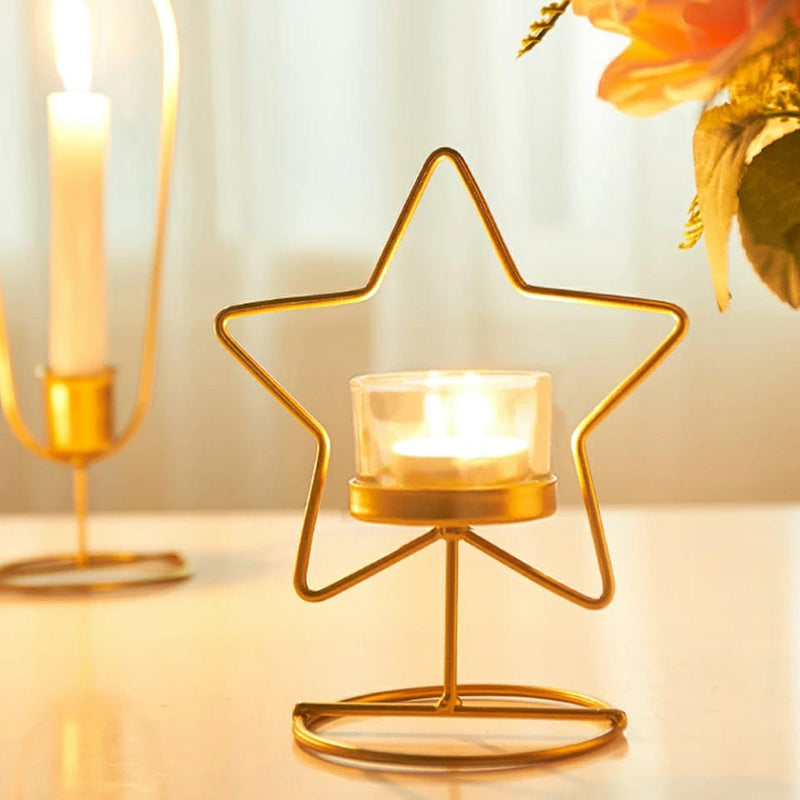 Star Shaped Tealight Candle Holder With Glass Votive